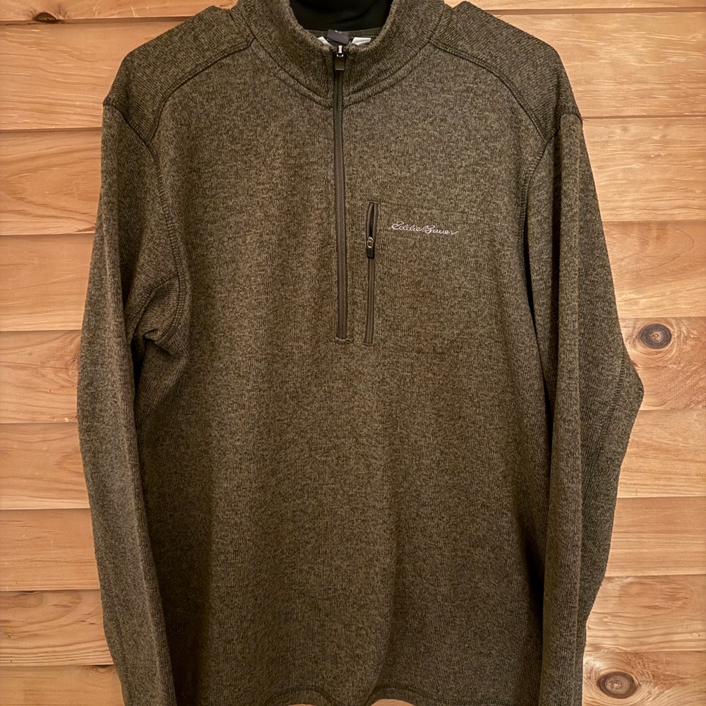 Eddie Bauer Olive Zip Up Sweater
